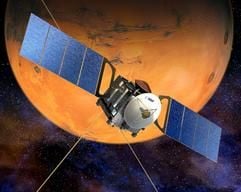 Das ESA-Computerbild zeigt die europäischen Sonde "Mars-Express" auf dem Weg zum Mars. (Foto: dpa)