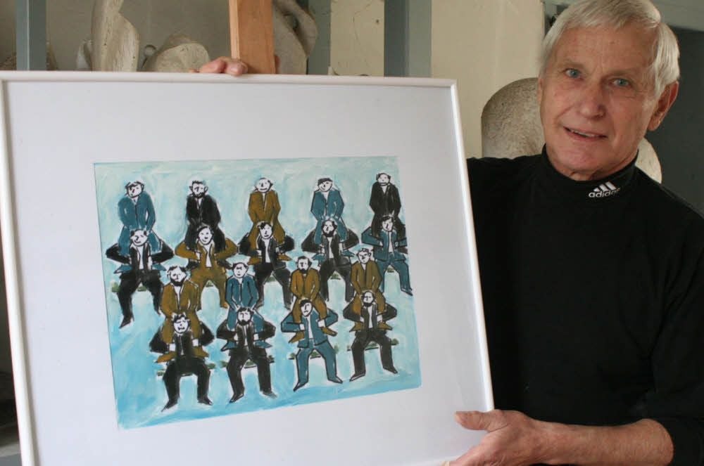 „Platzmangel im Bundestag“ heißt diese aktuelle Karikatur des Jessener Holzbildhauers und Malers Klaus Kuhrmann.