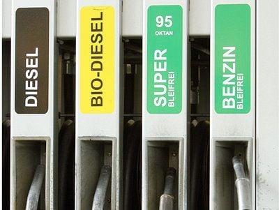 Blick auf Zapfpistolen an einer Tankstelle. Die weltweite Diskussion über Biosprit habe das Vorhaben scheitern lassen, hieß es. (Foto: dpa)