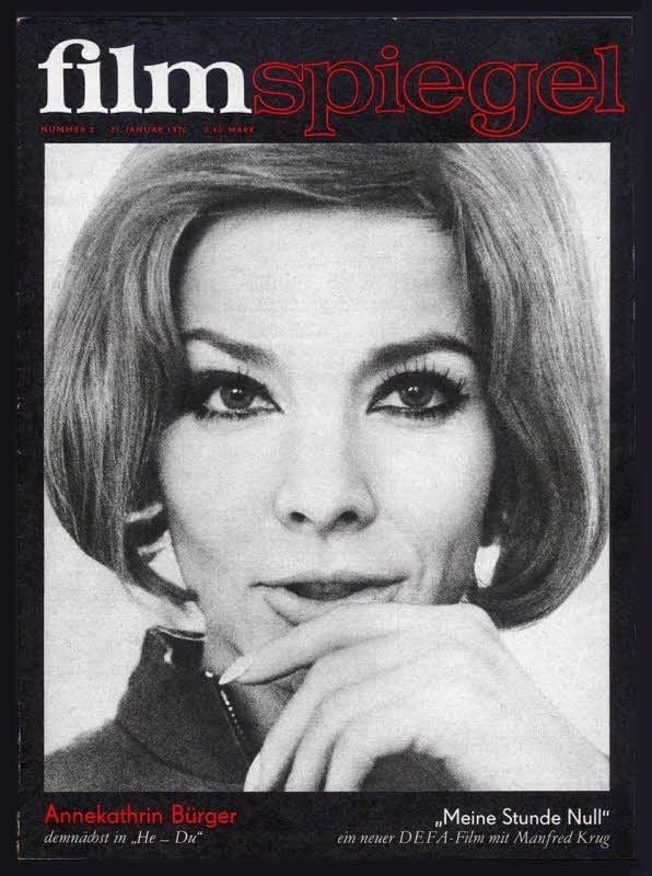 Filmspiegel-Titel mit Annekathrin Bürger. Über 50 Titelbilder hat Klaus D. Schwarz für die DDR-Filmzeitschrift geliefert.