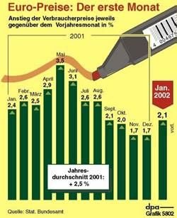 Vorläufiger Preisanstieg im Januar 2002