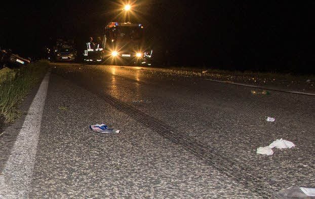 Bremsspur an der Unfallstelle an der Fichtestraße.