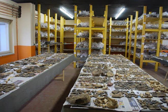 Blick in den archäologischen Stützpunkt bei Karsdorf: Insgesamt rund 400.000 Fundstücke wurden bei Grabungen zutage gefördert.