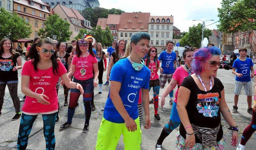 Flashmob in Weißenfels: Auf dem Marktplatz wurde getanzt.