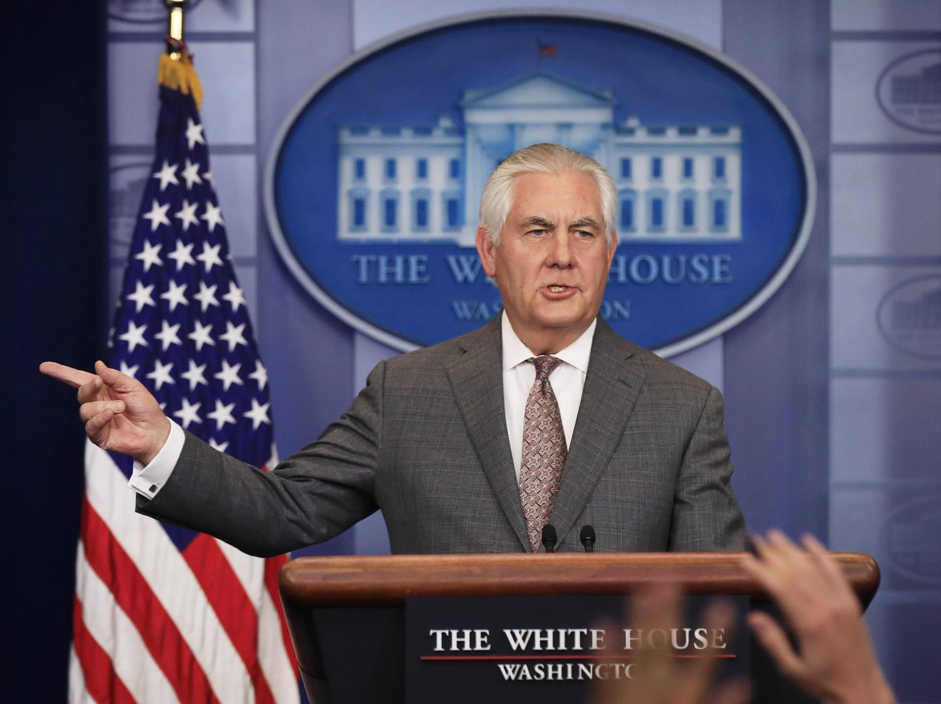 US-Außenminister Rex Tillerson spricht auf einer Pressekonferenz am Montag unter anderem über Nordkorea.