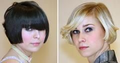 Die Kombo zeigt zwei Models, die am Montag (22.01.2007) die neuesten Trendfrisuren auf dem «Haarformer Modekongress» in Frankfurt am Main präsentieren. (Foto: dpa)
