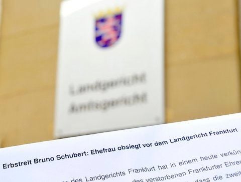 Die Überschrift einer Pressemittelung mit dem Titel «Erbstreit Bruno Schubert: Ehefrau obsiegt vor dem Landgericht Frankfurt». (FOTO: DPA)