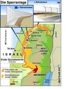 Infokarte zum Grenzzaun zwischen Israel und dem