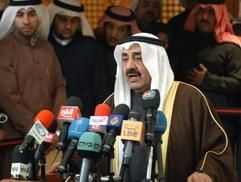 Jasem Al-Kharafi, der Sprecher des kuwaitischen Parlaments, spricht in der Hauptstadt Kuwait City zu Journalisten. (Foto: dpa)