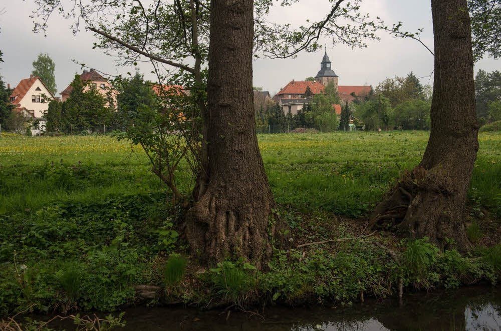 Blick vom Mühlgraben auf Sinsleben, das vor 1.050 Jahren erstmals urkundlich erwähnt wurde.