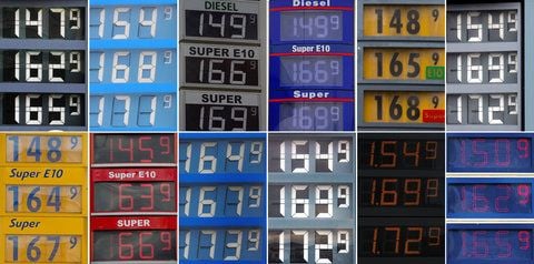 Die Kombo zeigt Anzeigetafeln mit den Preisen für Diesel, Super E10 und Super an deutschen Tankstellen in verschiedenen Bundesländern am. Die Preissprünge an deutschen Tankstellen sollen künftig von einer Meldebehörde kontrolliert werden. (FOTO: DPA)