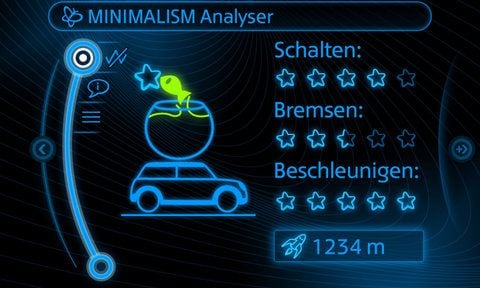 Spielend Sprit sparen lernen: Im Mini helfen virtuelle Goldfische dabei, den Verbrauch zu senken. (FOTO: BMW/DPA)