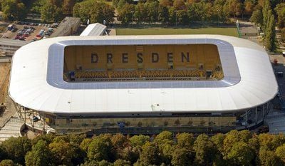 Bis auf die Außenanlagen fertiggestellt ist das neue Rudolf-Harbig-Stadion in Dresden. (FOTO: DPA)