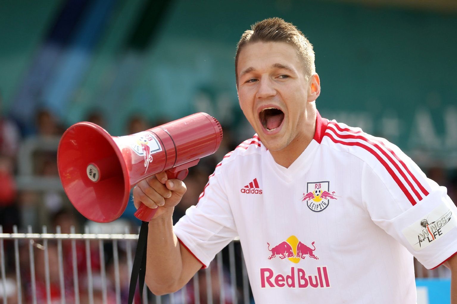 Daniel Frahn feierte am 02.06.2013 nach dem Relegationsrückspiel gegen die Sportfreunde Lotte mit RB Leipzig den Aufstieg in die 3. Liga.