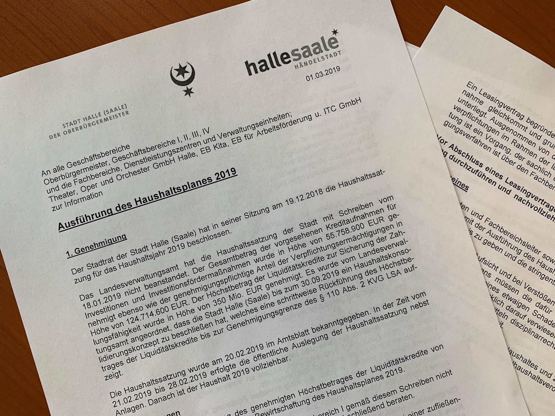 Unterlagen zum Haushaltsplan