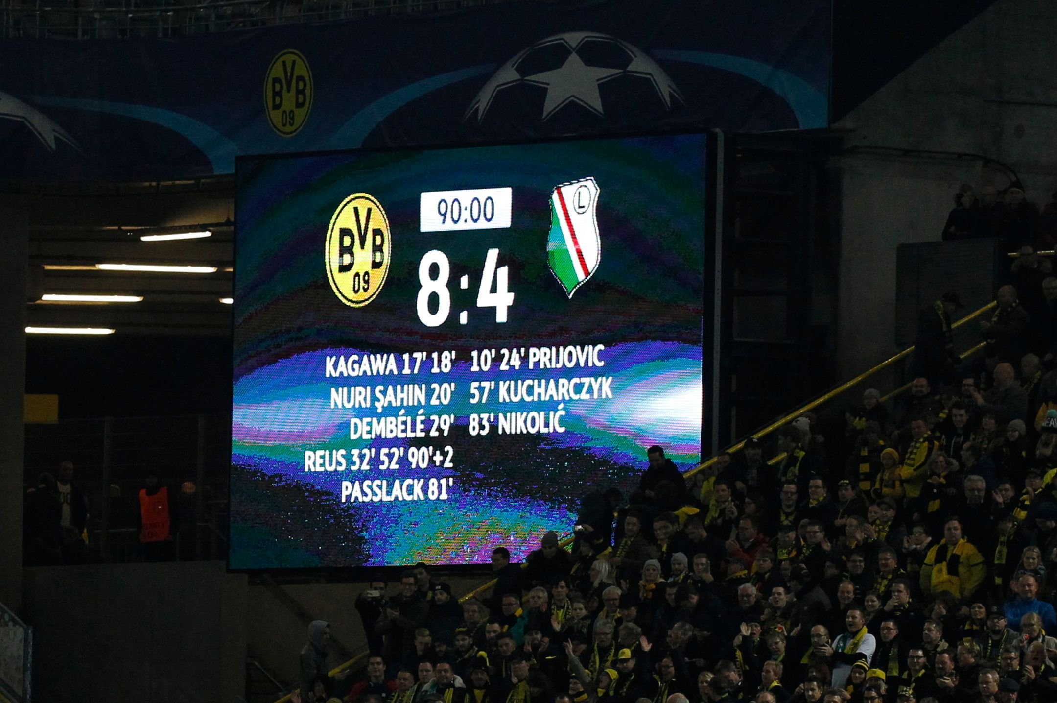 Das Rekordergebnis: BVB - Legia Warschau 8:4.