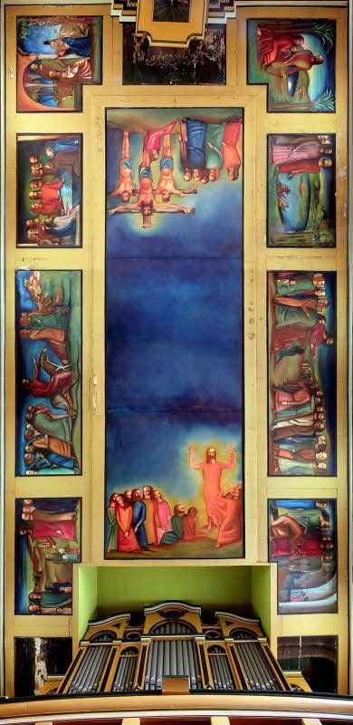 Die Kirchendecke vor dem Abbau in voller Schönheit.