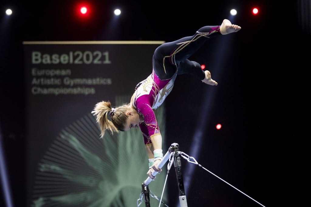 Elisabeth Seitz kam bei der EM in Basel am Stufenbarren nicht über Platz sieben hinaus.