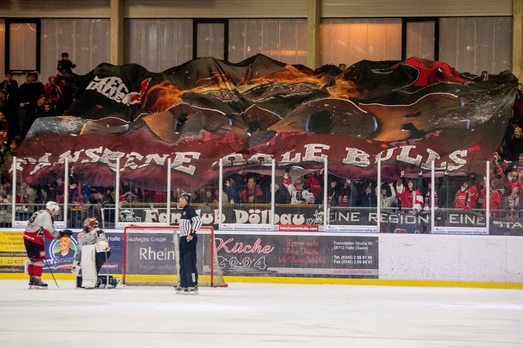 Beste Stimmung im Sparkassen Eisdom - hier 2016 bei einem Heimspiel der Saale Bulls.