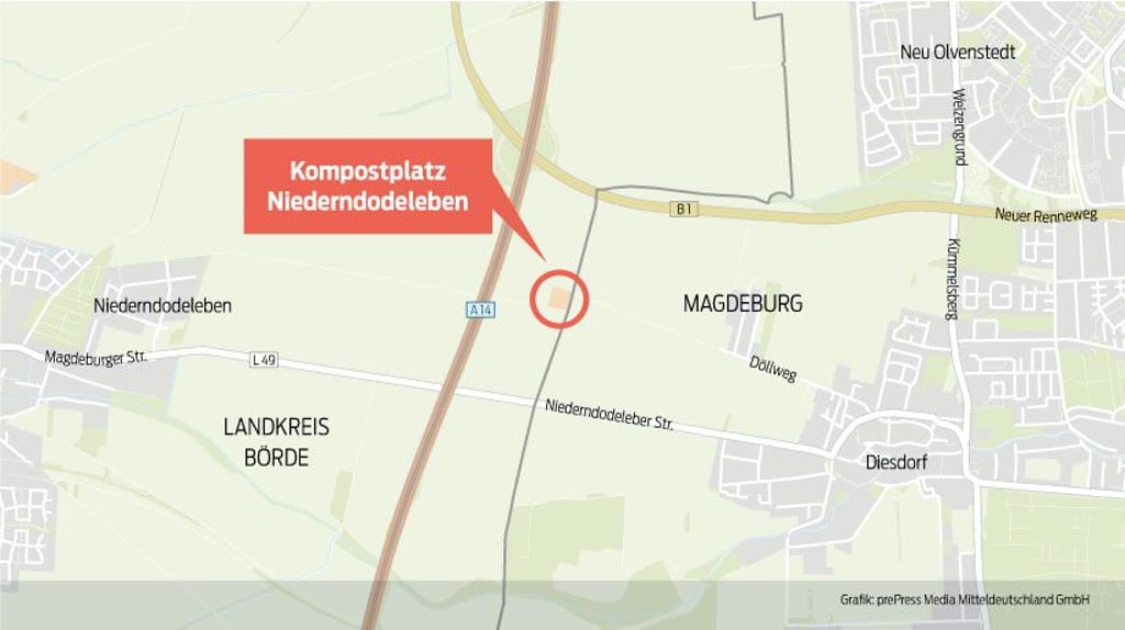 Die Anlage befindet sich auf der Gemarkung Niederndodeleben, wenige Hundert Meter entfernt von den Wohnsiedlungen im Magdeburger Stadtteil Diesdorf.