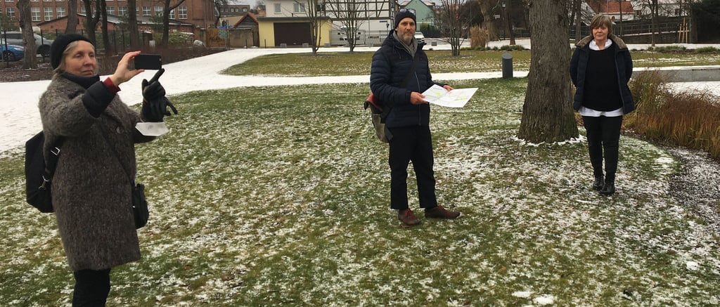 Prof. Undine Giseke (links) ließ sich im Januar 2021 von Laga-Planer Gero Heck und Laga-Projektgruppenleiterin Andrea Gottschalk das Burger Konzept erläutern.