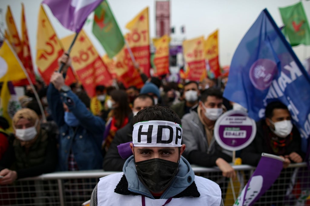 Unterstützer der prokurdische Oppositionspartei HDP während einer Protestveranstalgung im März diesen Jahres.