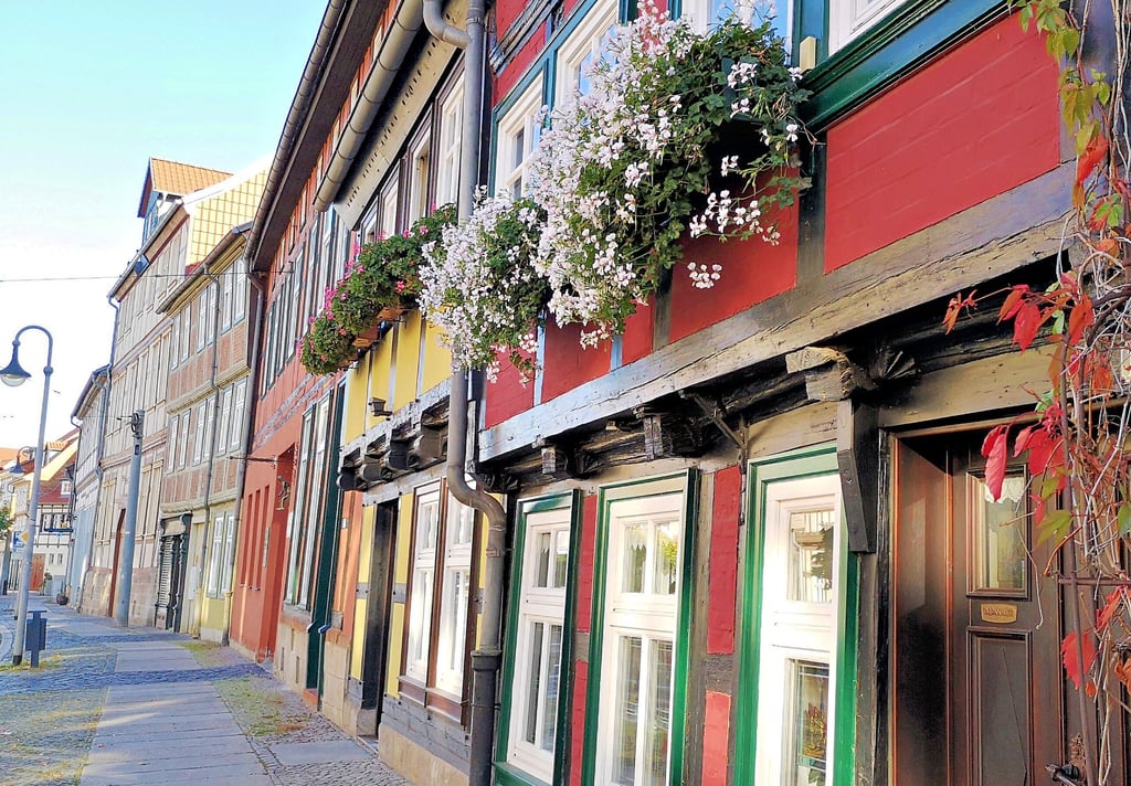 Während die historische Bebauung im Zentrum Halberstadts zu großen Teilen im Zweiten Weltkrieg zerstört wurde, finden sich etwa in der Voigtei noch heute bunte, aufwendig sanierte Fachwerkhäuser.