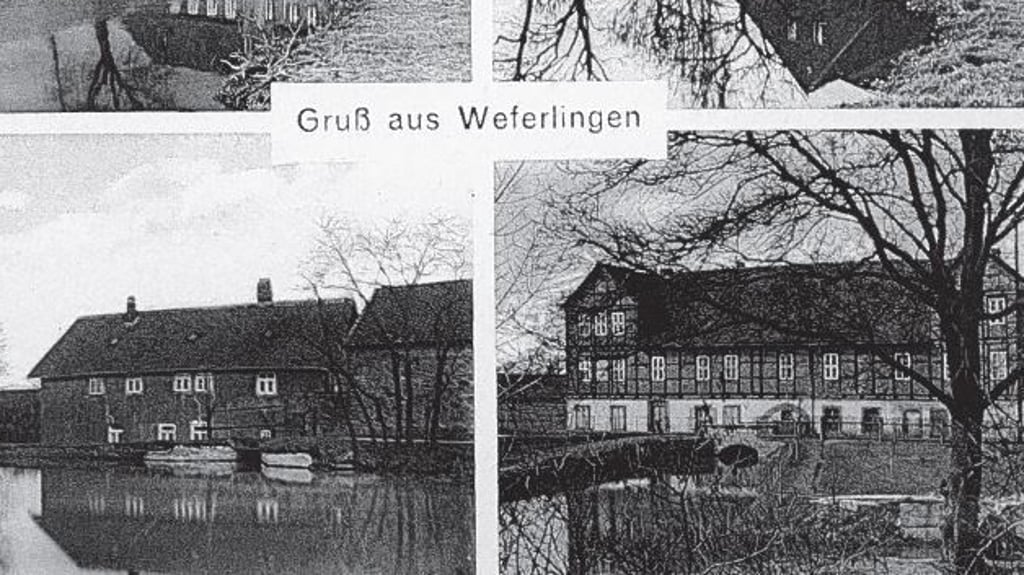 Diese Postkarte mit der Ansicht der vier Weferlinger Mühlen wurde 1936 verschickt.