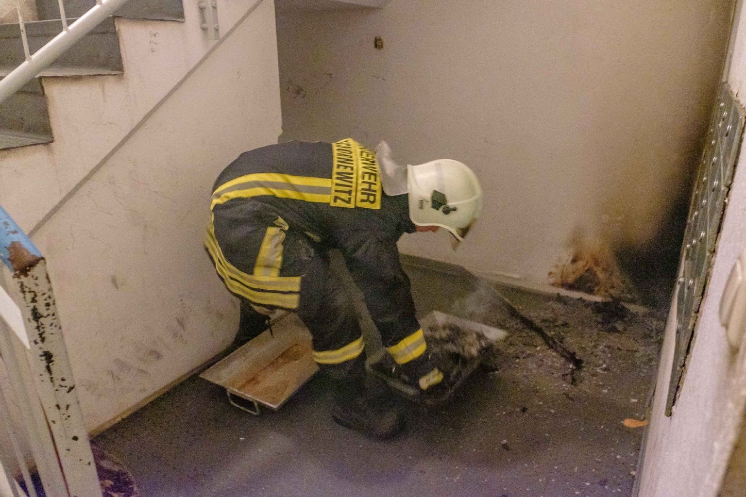 Die Zschornewitzer Feuerwehr musste am Montagmorgen in den Platanenhof ausrücken.