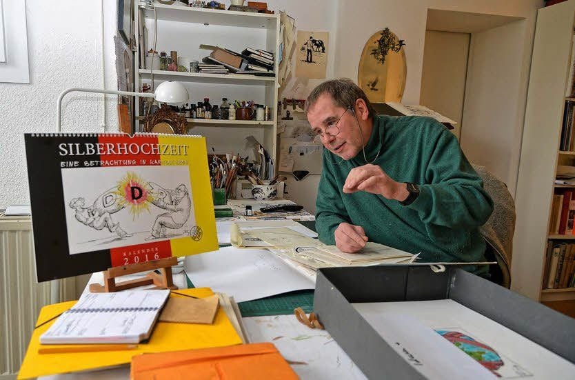 Für den Kalender wählte Olaf Rammel aus Hunderten Karikaturen zwölf aus.