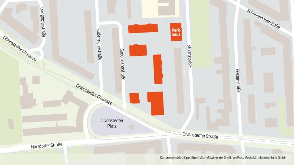 Diese Häuser sind für den Olvenstedter Platz in Magdeburg neu geplant.