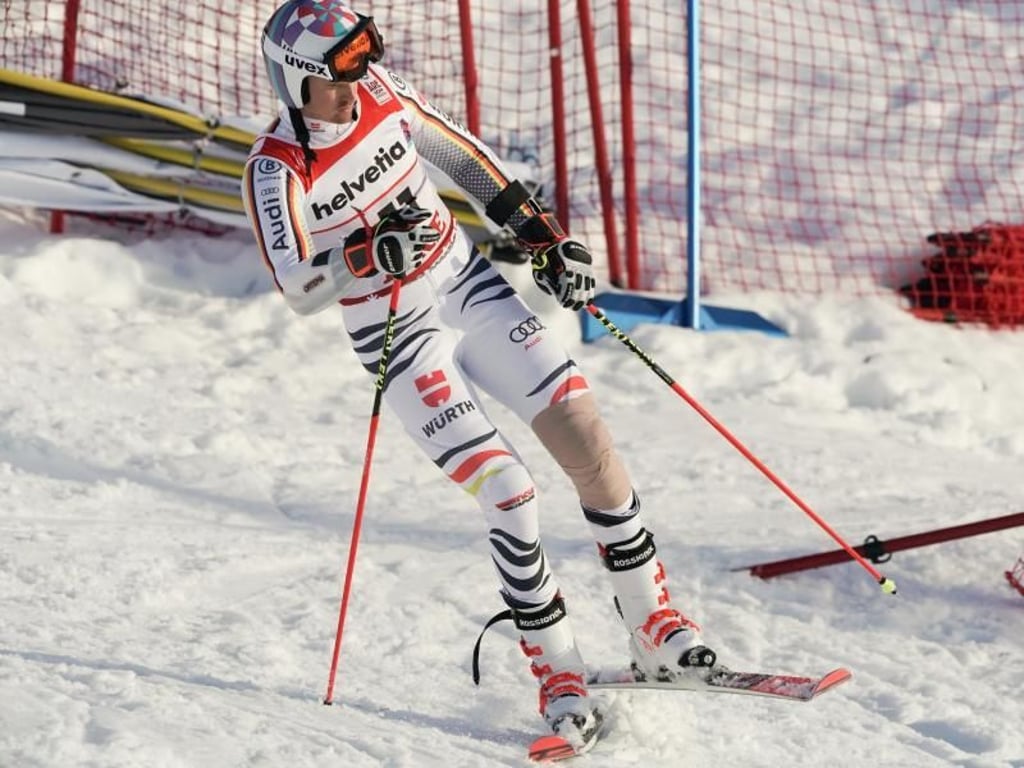 Gezeichnet: Stefan Luitz nach seinem Sturz beim Riesenslalom in Are. Foto: Michael Kappeler