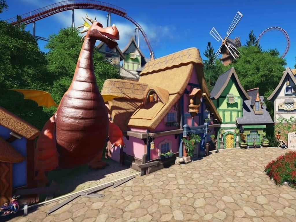 Freizeitparks lassen sich von Grund auf planen - vom Weg über Essensstände und Fahrgeschäfte bis hin zum Wartebereich vor einer Attraktion. Screenshot: Frontier Developments Foto: Frontier Developments