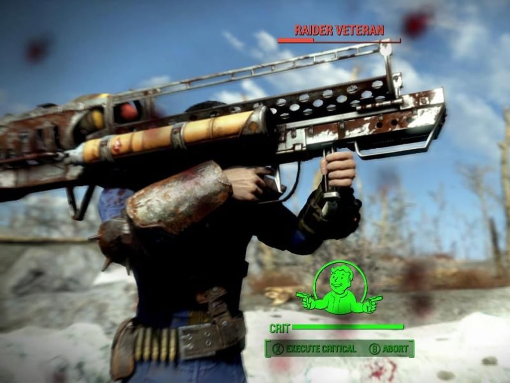 Ja, auch das ist in «Fallout 4» möglich: Mini-Atombomben werden mit einem Raketenwerfer verschossen. Screenshot: Bethesda Foto: Bethesda