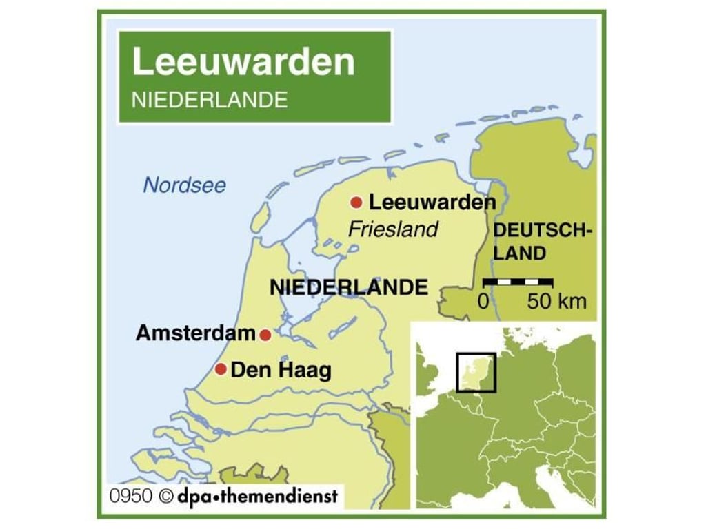 Leeuwarden befindet sich im Norden der Niederlande. Urlauber kommen am besten mit dem Auto dorthin. Foto: dpa-infografik GmbH