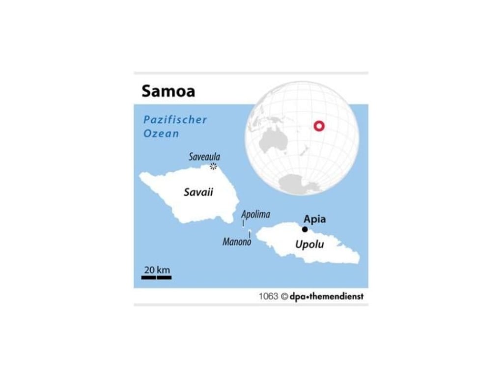 Samoa liegt im südlichen Pazifik und zählt kulturell zur Region Polynesien. Nur wenigen Deutsche kommen jedes Jahr in das Inselreich, das einmal eine deutsche Kolonie war. Foto: dpa-infografik