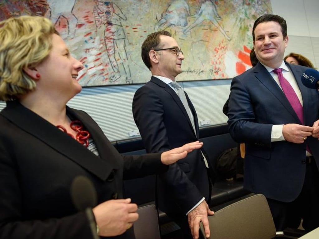 Svenja Schulze (l-r), Heiko Maas und Hubertus Heil sollen Umwelt-, Außen- und Arbeitsminister werden. Foto: Gregor Fischer