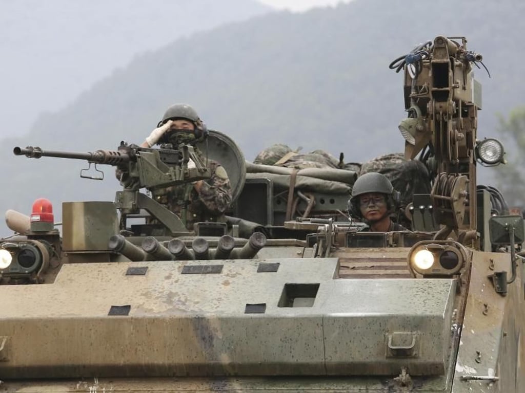 Südkoreanische Soldaten in der Nähe der nordkoreanischen Grenze während eines Militärmanövers. Foto: Ahn Young-Joon