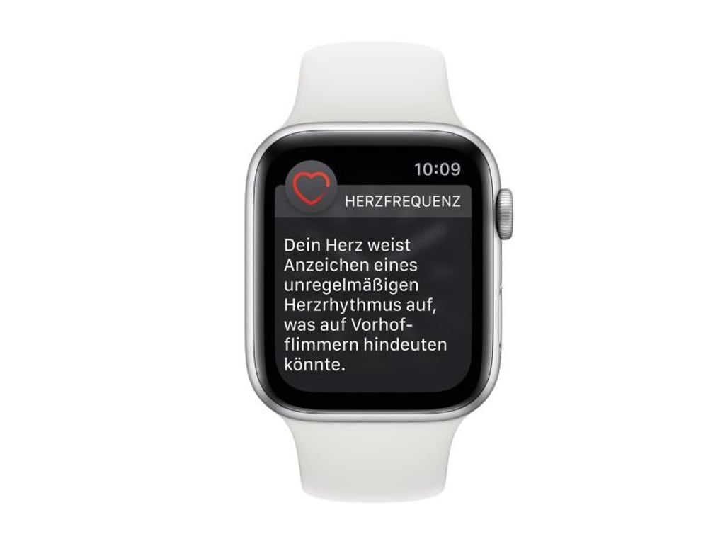 Bei der EKG-Messung wird Trägern der Apple Watch nach 30 Sekunden angezeigt, ob ein normaler Sinusrhythmus erkannt wurde oder vielleicht Anzeichen eines Vorhofflimmerns. Foto: Apple Inc.