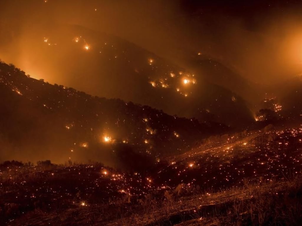 Klimaexperten machen die extreme Trockenheit und die seit Montag tobenden Santa-Ana-Winde für die Feuer im Süden Kaliforniens verantwortlich. Foto: Noah Berger