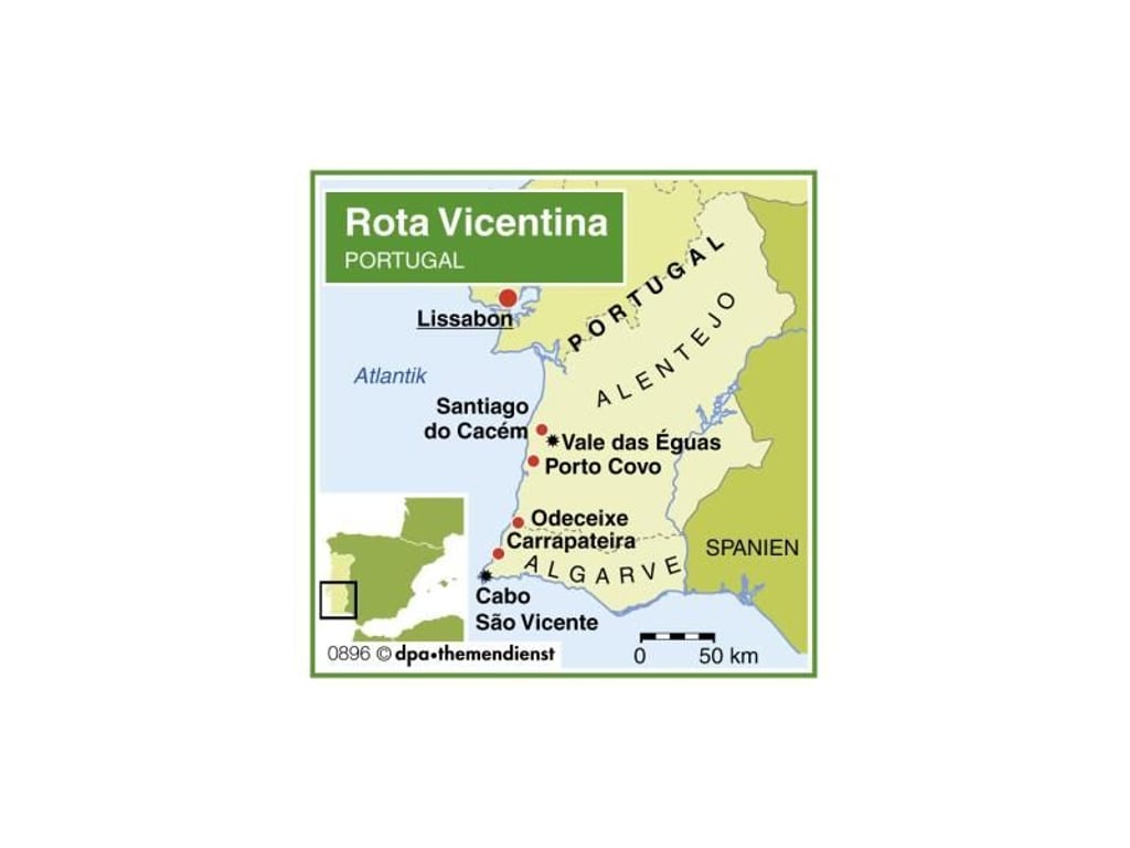 Die Rota Vincentina verläuft im Westen Portugals. Foto: dpa-infografik GmbH