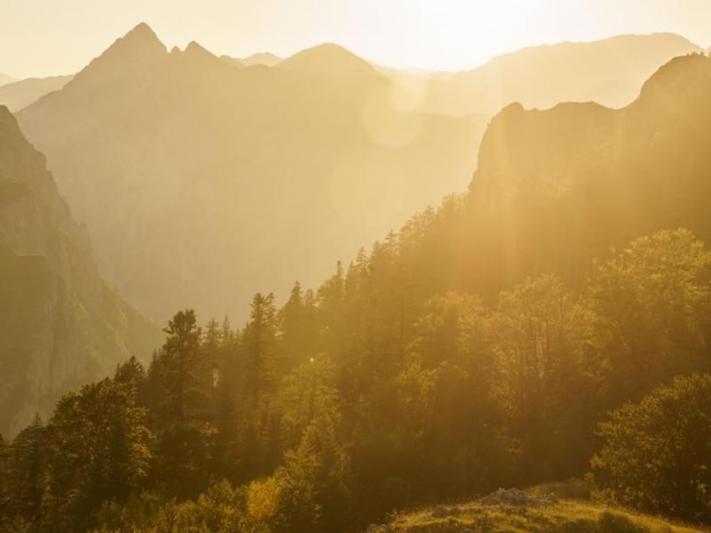 Sonnenuntergang im Sutjeska-Nationalpark: Der Park beheimatet noch Braunbären. Foto: Philipp Laage