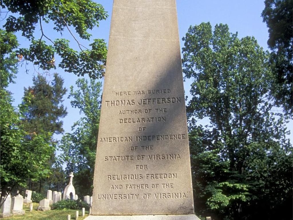 Vielschichtige Persönlichkeit: Thomas Jefferson, begraben in Monticello/Virginia, war dritter Präsident der USA, Verfasser der Unabhängigkeitserklärung und Sklavenhalter. Foto: Thomas Jefferson Foundation at Monticello