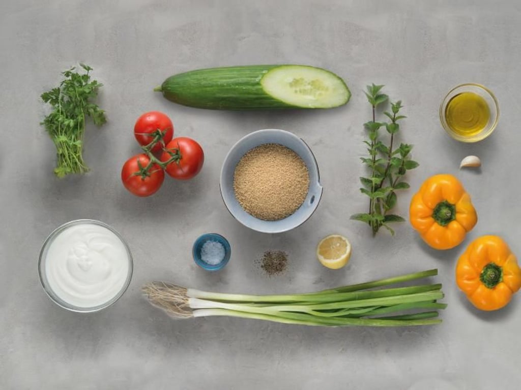 Gemüse-Couscous mit Gurke, Paprika und Tomaten. Dazu passt ein Joghurt-Dip mit Minze. Foto: Sarah Wiener Stiftung