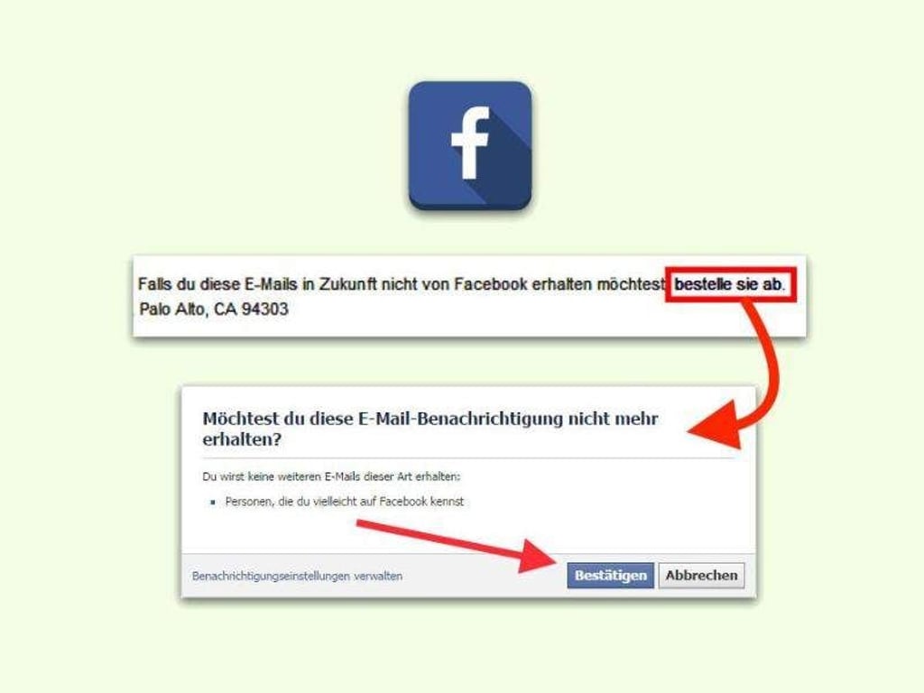 Wer auf die E-Mail-Benachrichtigungen von Facebook verzichten möchte, kann diese über einen Link in einer solchen Nachricht abbestellen. Foto: dpa-infocom