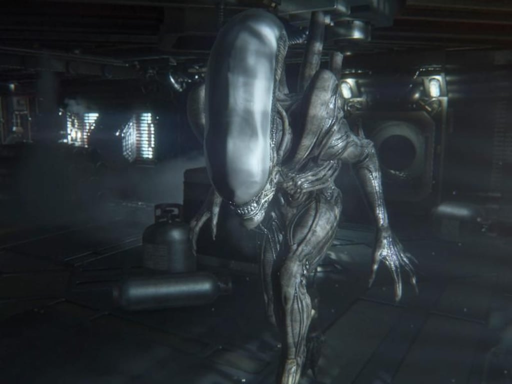 «Alien Isolation» bringt den Horror ins Weltall. Hier muss der Spieler vom Alien unbemerkt seine Ziele erreichen. Besiegen kann er die tödliche&nbsp;Kreatur nicht. Die Entdeckung durch das Alien bedeutet den sicheren digitalen Tod. Screenshot: Sega Foto: Sega