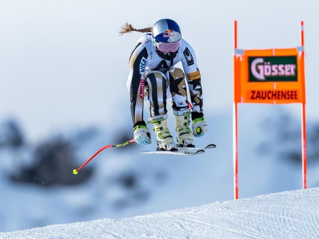 Lindsey Vonn war bei der Abfahrt mit Rang dreizehn nicht ganz zufrieden. Foto: Johann Groder