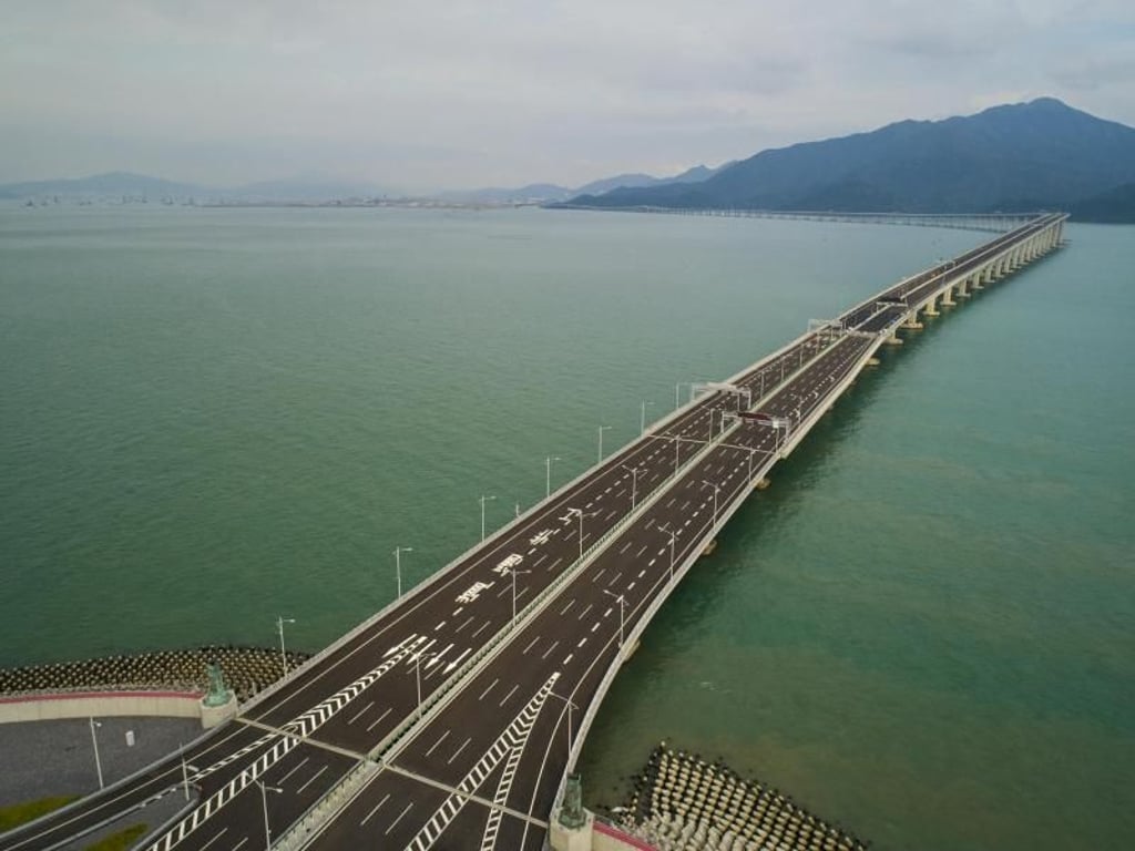 Das Luftbild zeigt den Hongkong-Abschnitt der Hong Kong-Zhuhai-Macao-Brücke. Foto: Lui Siu Wai/XinHua