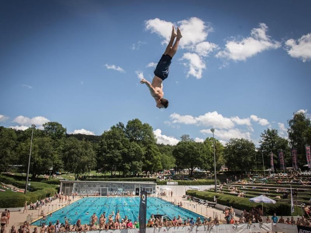 Bei der Splashdiving-Weltmeisterschaft in Sindelfingen steht der Spaß im Vordergrund. Foto: Daniel Maurer