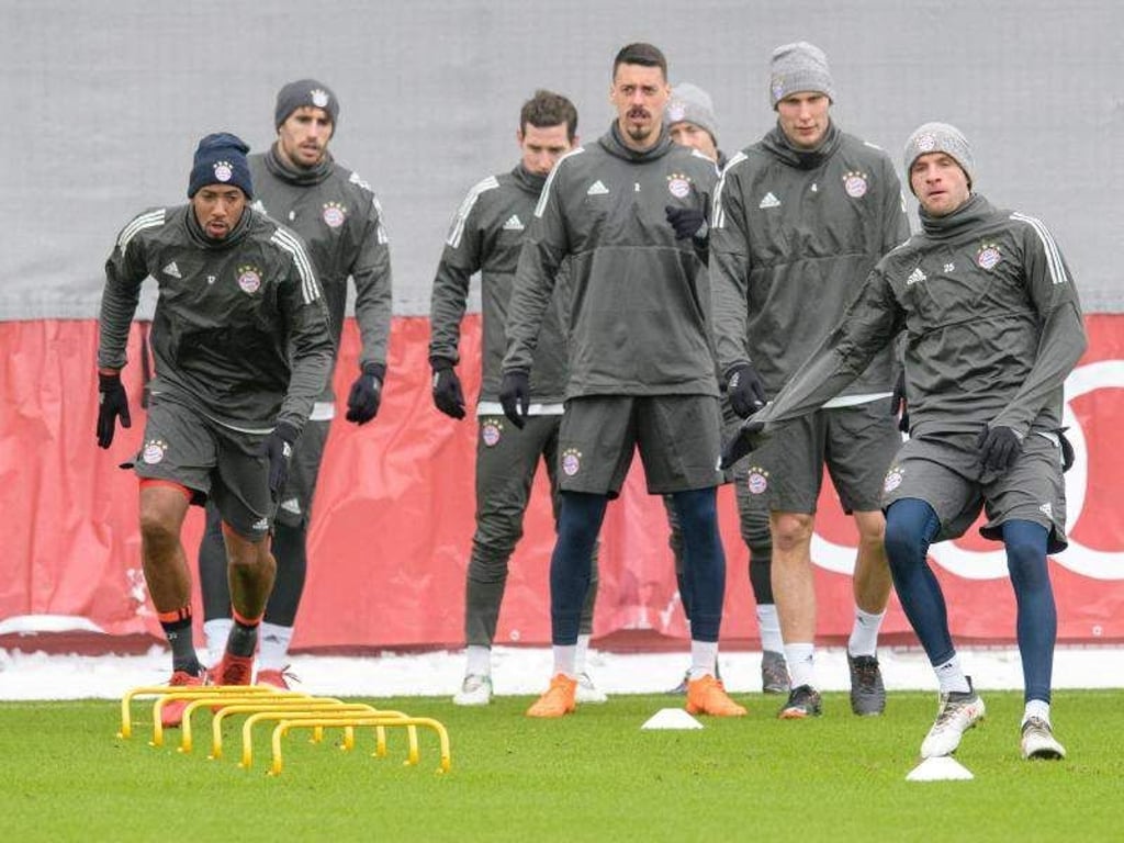 Die Bayern-Spieler beim Abschlusstraining. Foto: Matthias Balk